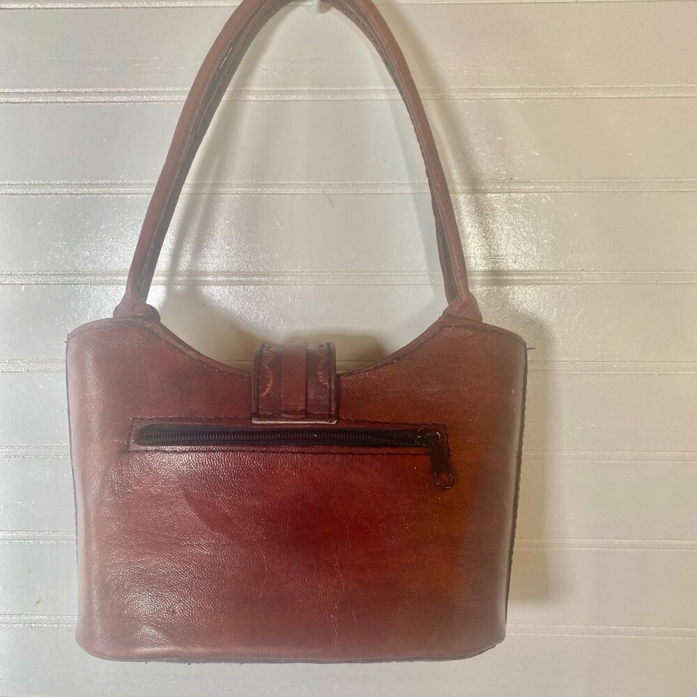Vintage Hand Tooled, Small Cordovan Mexican Leather Purse, Gorgeous, - Picture 5 of 10